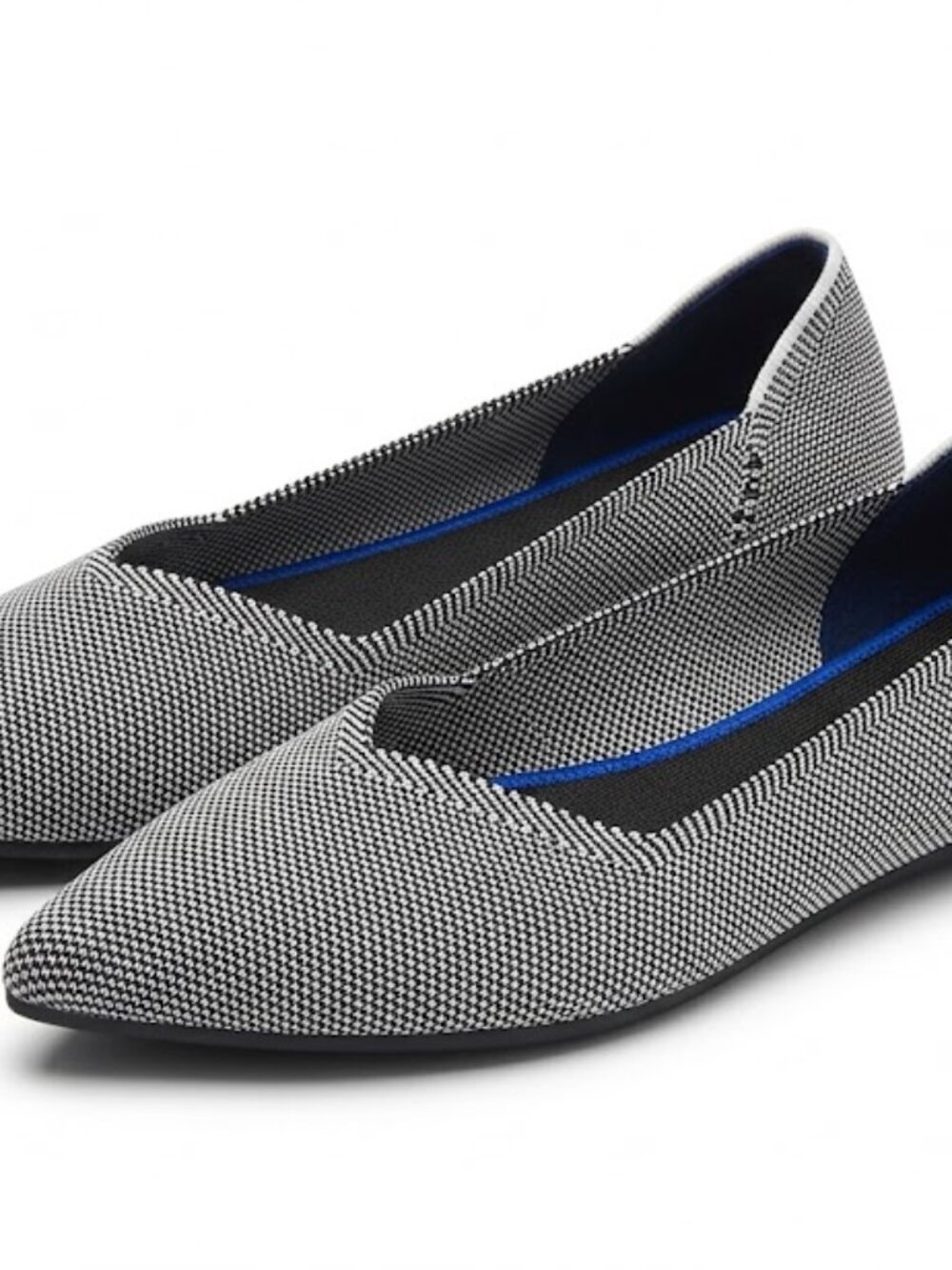 Unbranded Pointed Toe Knit Flats Black White Patterned Slip On Shoes Size 8.5